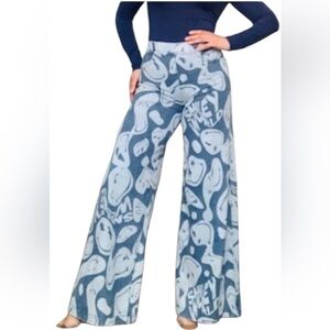 Smiley World Graphic Wide-Leg Jeans